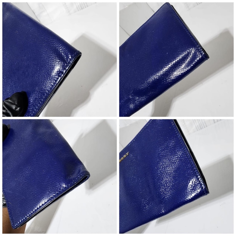 Authentic BURBERRY Patent Constantine Continental Wallet Blue - Picture 8 of 14